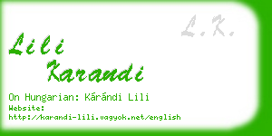 lili karandi business card